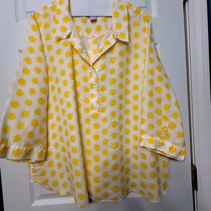 Yellow Polka Dots! No Iron Linen Shirt.